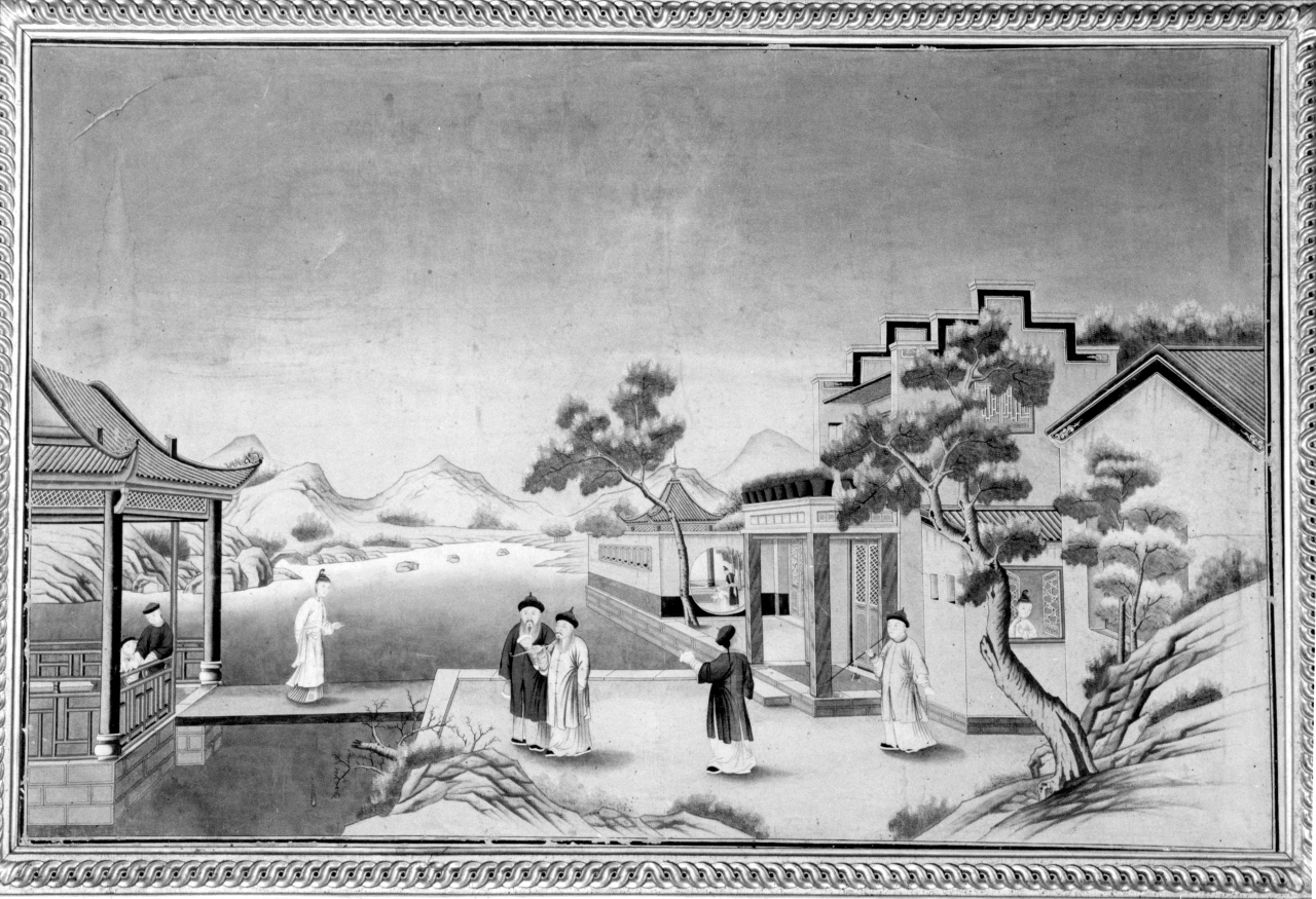 scena di vita cinese (dipinto) - ambito cinese (seconda metà sec. XVIII)