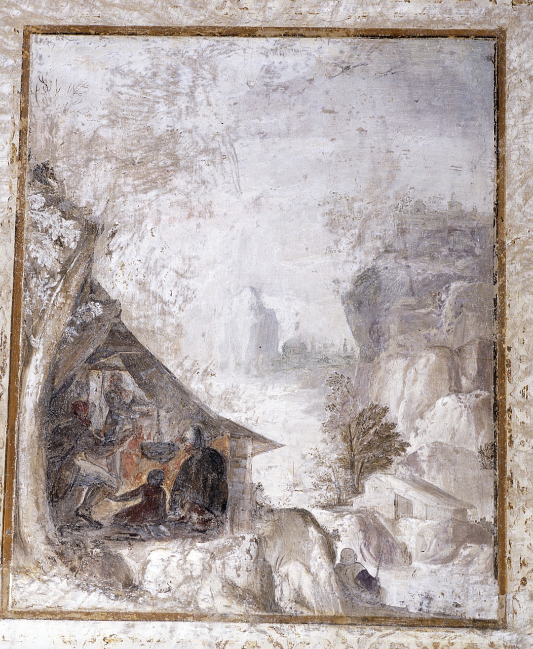 paesaggio con interno di capanna (dipinto, ciclo) di Daddi Cosimo (attribuito) (fine/ inizio secc. XVI/ XVII)