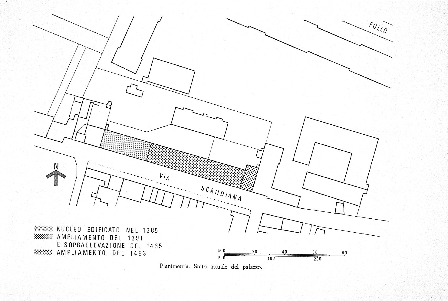 Planimetria - 1975 - planimetria [con] fasi costruttive [di] Palazzo Schifanoia [a] Ferrara (negativo) di Felisatti, Daniele (XX)