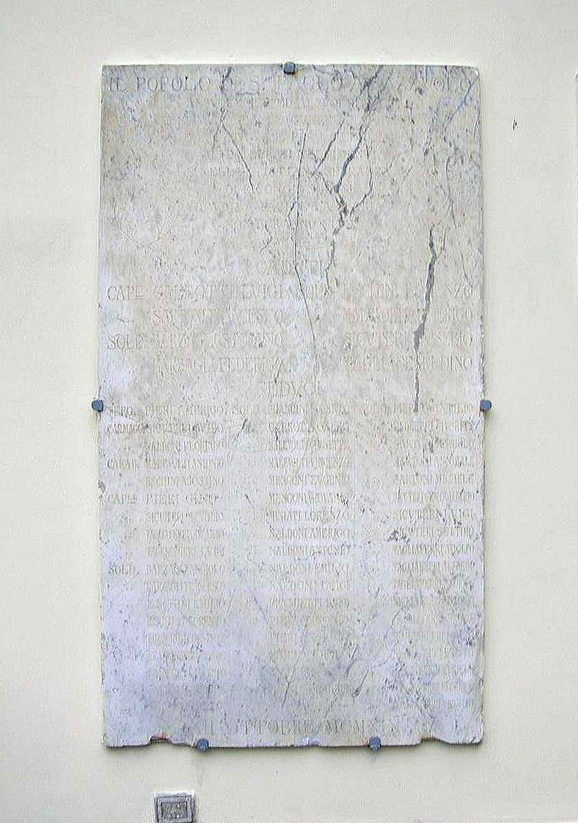 soggetto assente (lapide commemorativa) - bottega toscana (sec. XX)