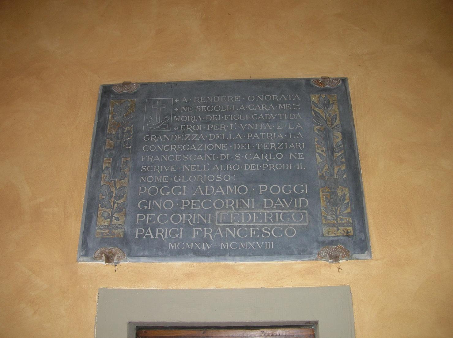 soggetto assente (lapide commemorativa) - bottega toscana (sec. XX)