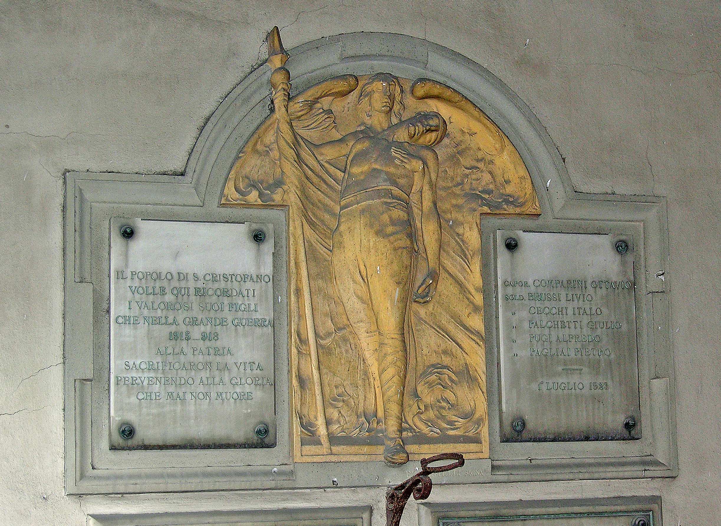 allegoria della morte del soldato (monumento ai caduti - a lapide) - ambito fiorentino (sec. XX)