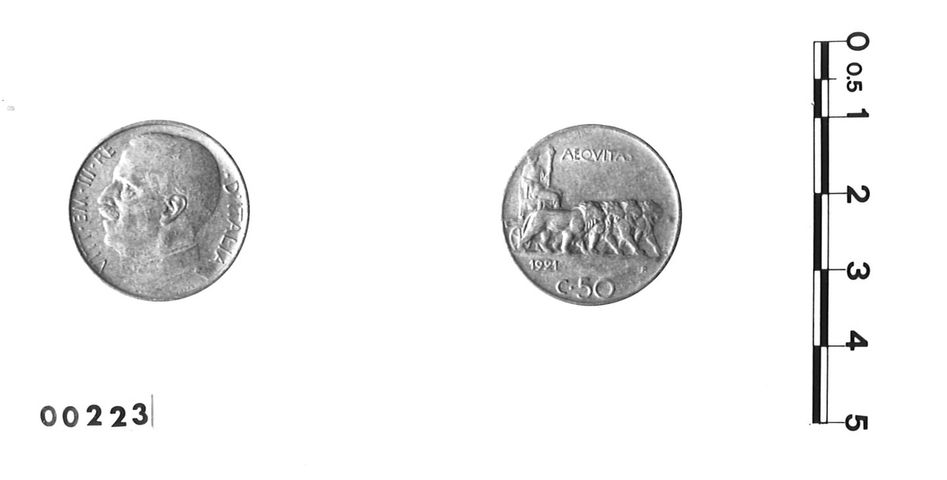 moneta - 50 centesimi di Romagnoli Giuseppe (bottega), Motti Attilio (bottega) (primo quarto XX)