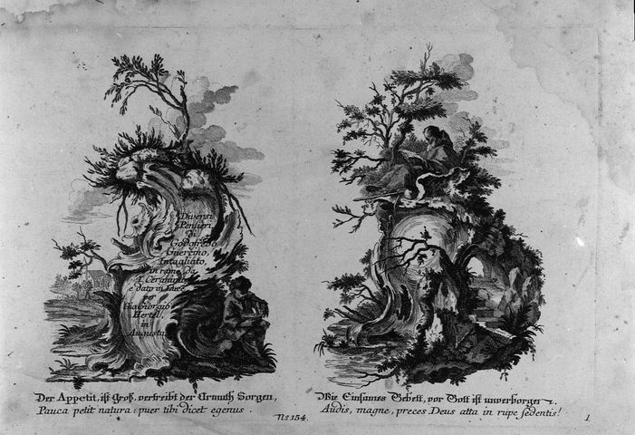 scene allegorico-pastorali (stampa) di Guercino Godofredo (attribuito), Ceranimo I (attribuito) (XVIII)