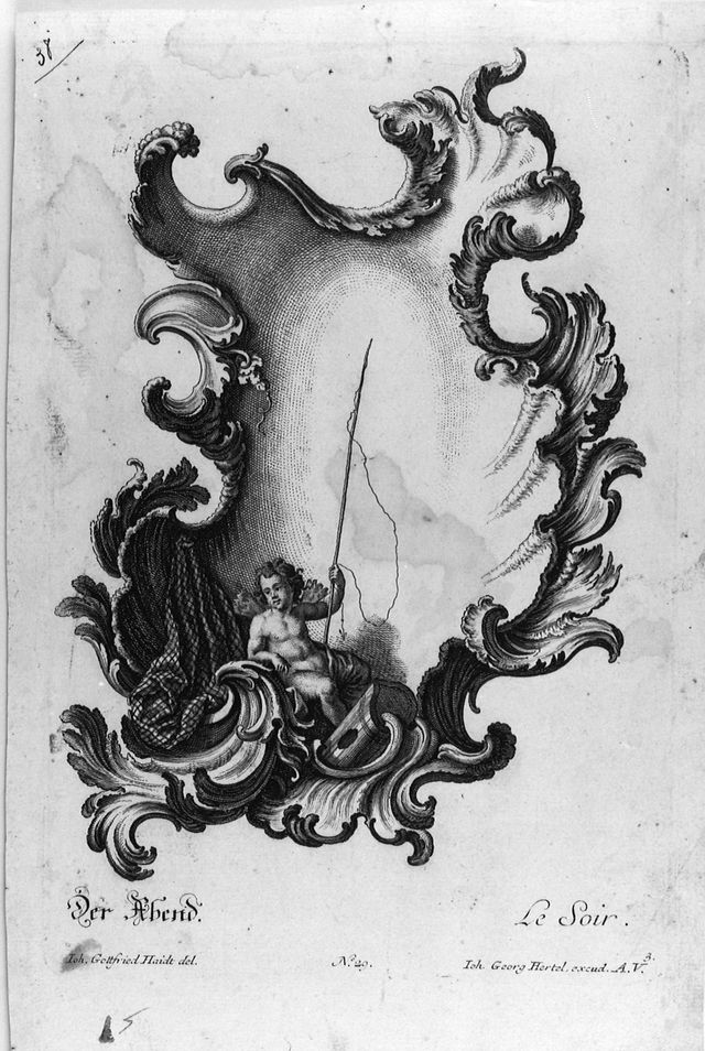La Sera, Allegoria della Sera (stampa) di Haid Johann Gottfried (attribuito) (metà XVIII)