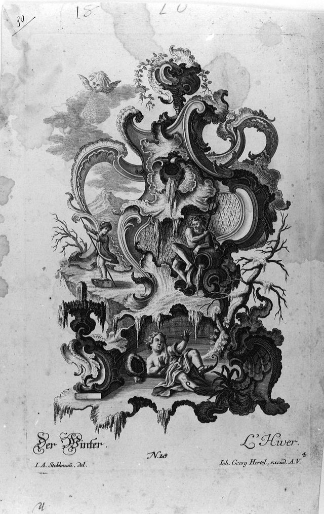 L'Inverno, Allegoria dell'Inverno (stampa, serie) di Stockmann Johann Adam (secondo quarto XVIII)