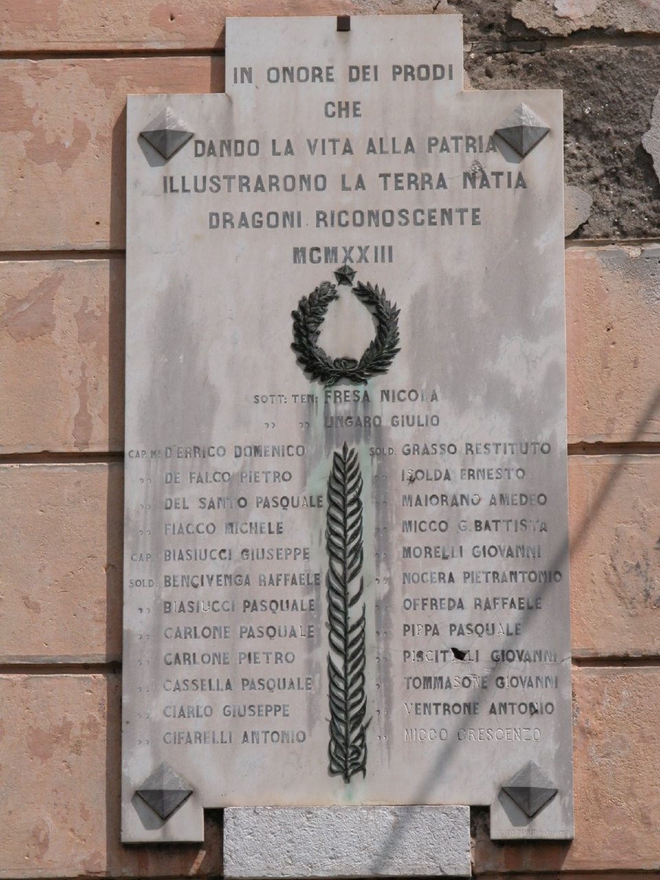 lapide commemorativa ai caduti di Di Mauro V (sec. XX)