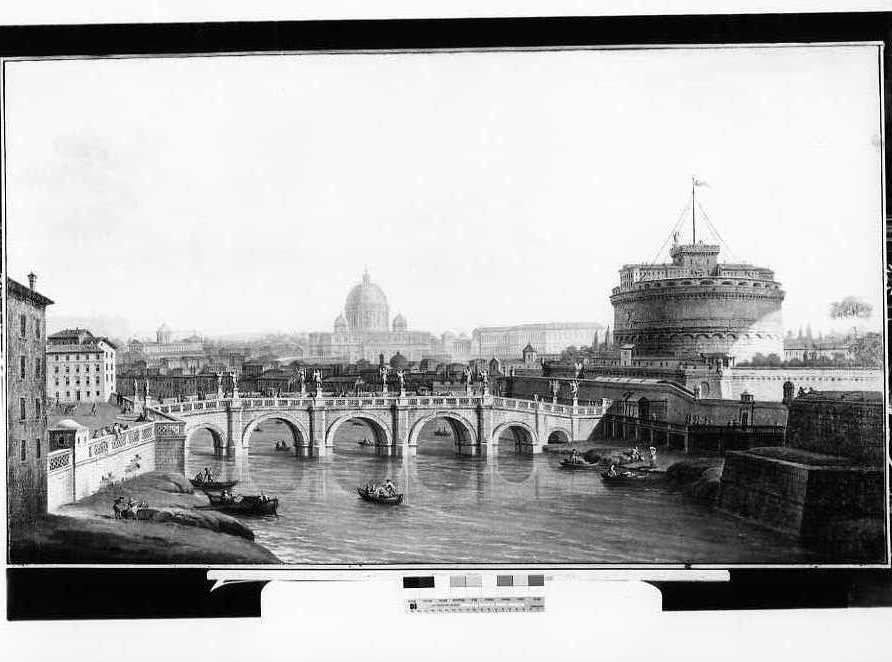 Veduta di Roma con Castel Sant'Angelo e la basilica di San Pietro (dipinto) di Joli Antonio (seconda metà sec. XVIII)