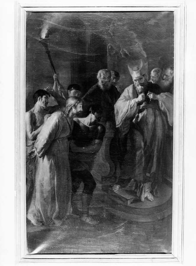 Cristo davanti a Caifa (dipinto) di Liani Francesco (seconda metà sec. XVIII)