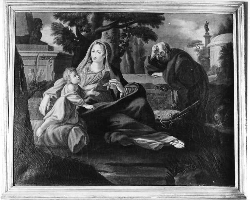 Riposo nella fuga in Egitto (dipinto) di Conca Sebastiano (sec. XIX)
