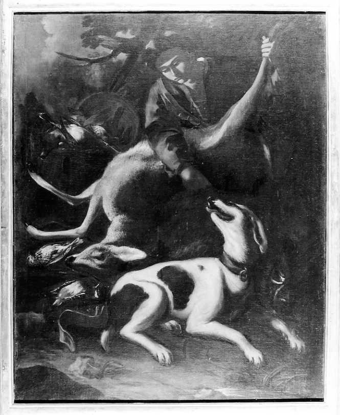 Cacciatore con cane e selvaggina morta, Cacciatore con cane e selvaggina morta (dipinto, opera isolata) di Nani Giacomo (seconda metà sec. XVIII)