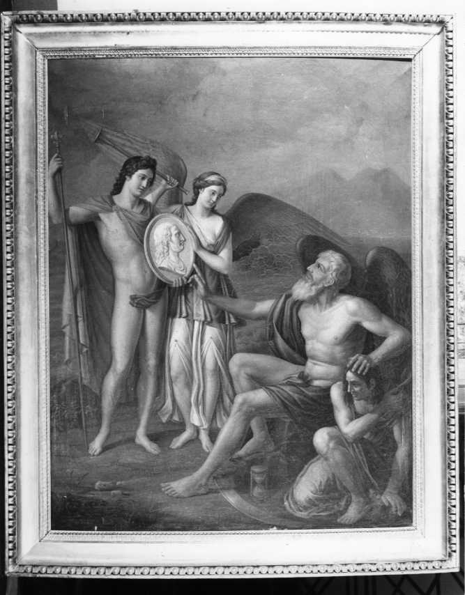 Allegoria di Ferdinando I sostenuto dalla Forza e dal Tempo, Ferdinando I sostenuto dalla Forza e dal Tempo (titolo precedente), Scena allegorica (dipinto, opera isolata) - ambito italiano (prima metà sec. XIX)