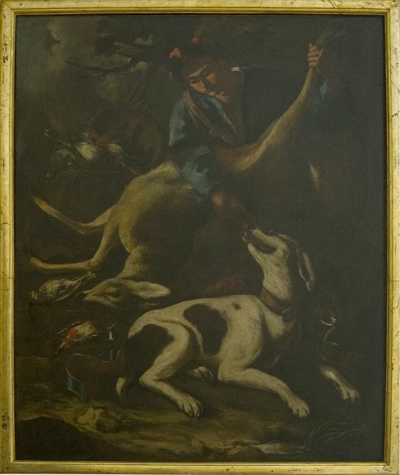 Cacciatore con cane e selvaggina morta, Cacciatore con cane e selvaggina morta (dipinto, opera isolata) di Nani Giacomo (seconda metà sec. XVIII)