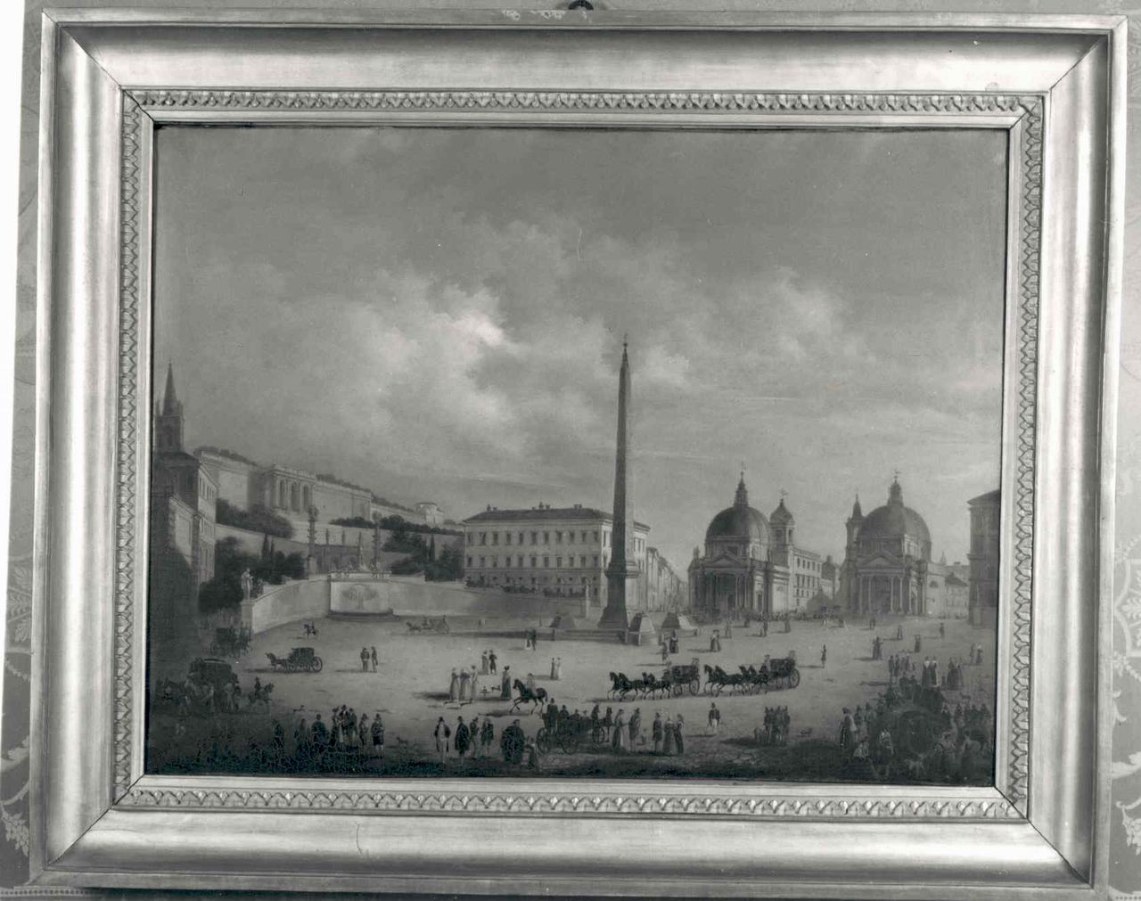 VEDUTA DI PIAZZA DEL POPOLO A ROMA (DIPINTO, opera isolata) di Pezzini, Francesco (metà sec. XIX)