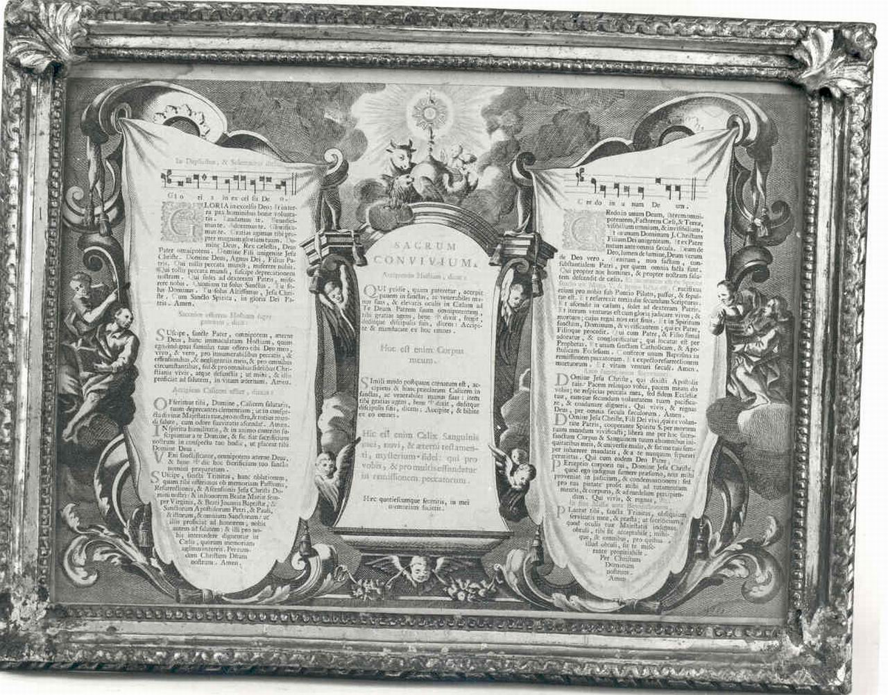 QUATTRO EVANGELISTI E LORO SIMBOLI CON OSTENSORIO CENTRALE (CARTAGLORIA, elemento d'insieme) - produzione piemontese (seconda metà sec. XVIII)