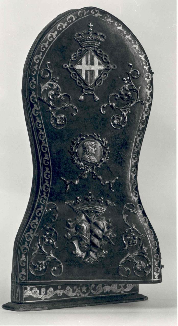 RITRATTO A MEZZO BUSTO DI PROFILO DI FRANCESCO PETRARCA (CUSTODIA DI RELIQUIARIO, opera isolata) di Gherardini Giovanni (ultimo quarto sec. XIX)