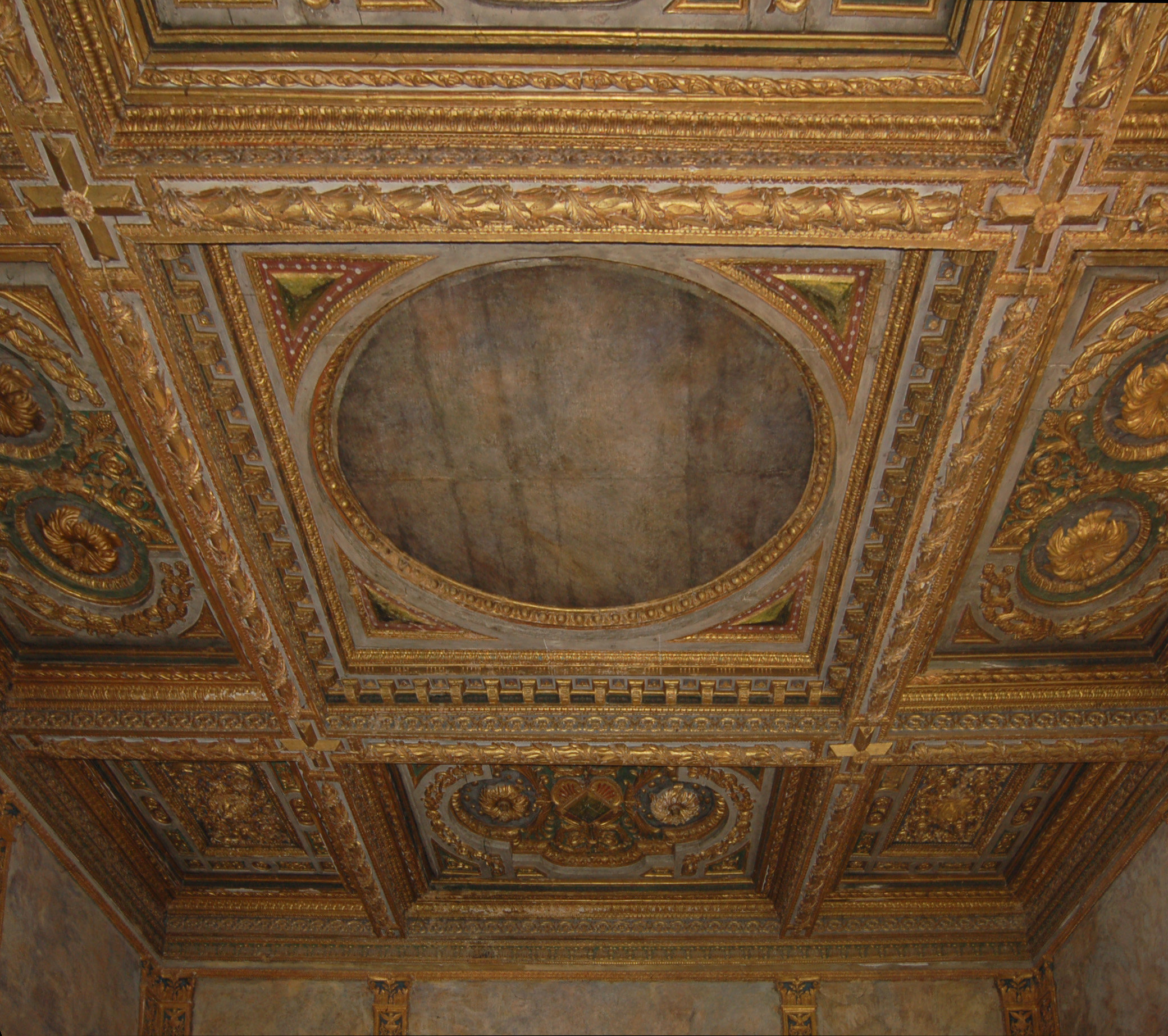 soffitto a cassettoni, elemento d'insieme di Segala Francesco (attribuito), Segala Francesco (cerchia) (ultimo quarto sec. XVI)