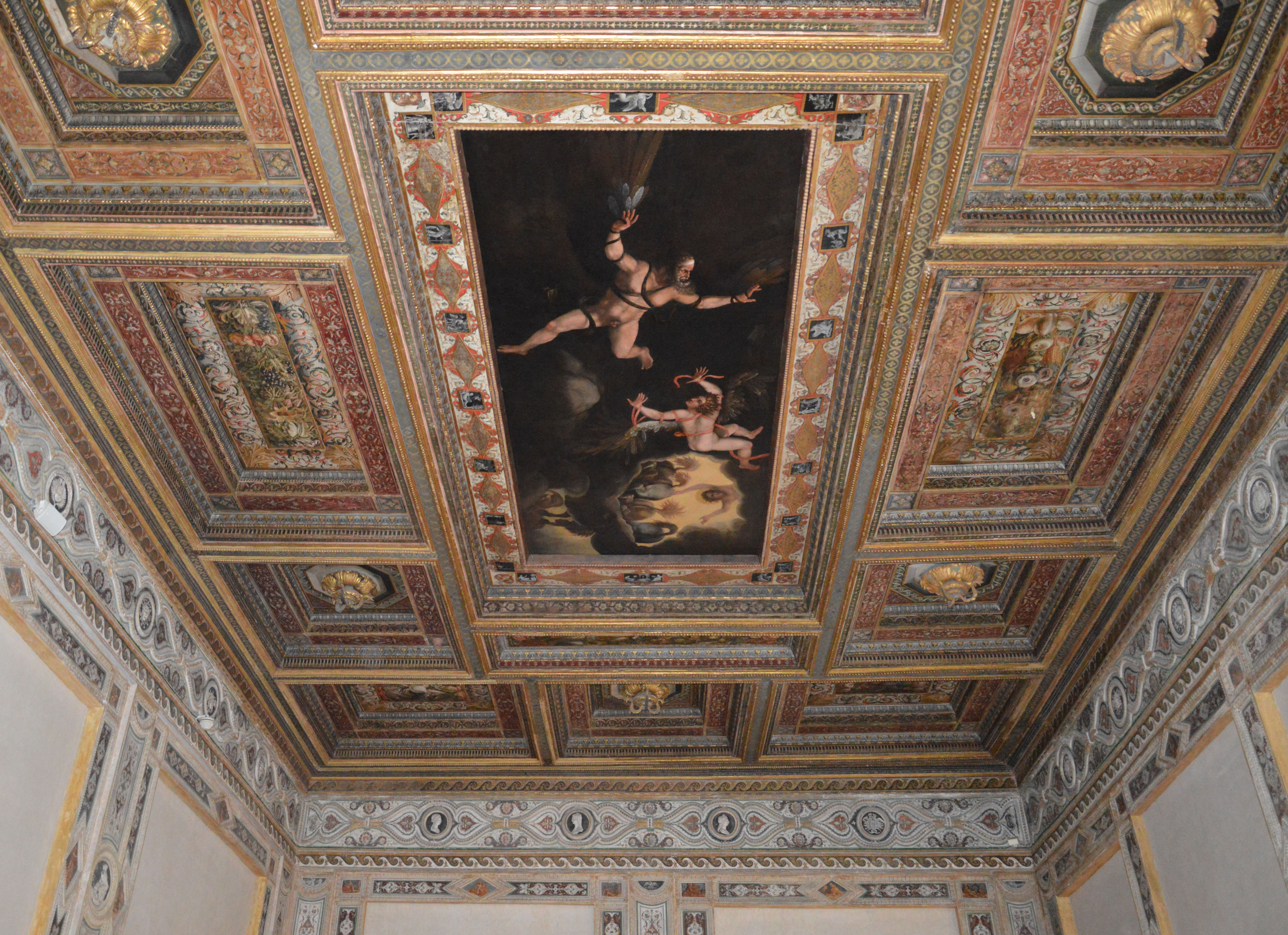 soffitto a cassettoni, elemento d'insieme di Giulio Romano, Giulio Romano (bottega) (secondo quarto, seconda metà sec. XVI, sec. XVI)