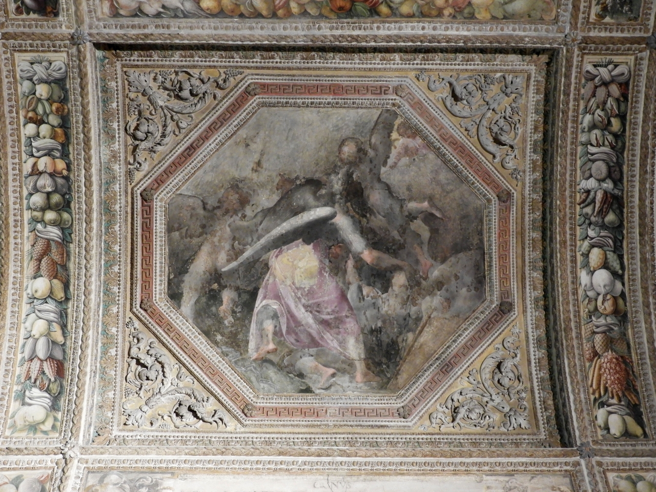 Iride (?) (dipinto murale) di Bertani Giovanni Battista (attribuito), Costa Lorenzo il Giovane (terzo quarto sec. XVI)