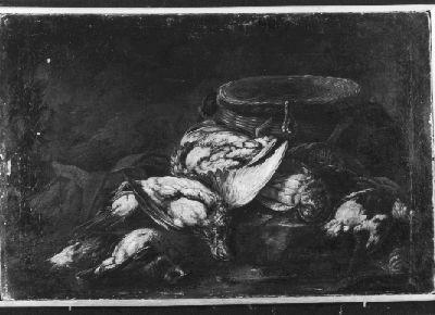 natura morta con cacciagione (dipinto) di De Caro Baldassarre (secondo quarto sec. XVIII)