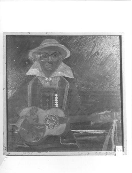 Canzoni Paesane, suonatore di chitarra (dipinto) di Melis Melkiorre (sec. XX)
