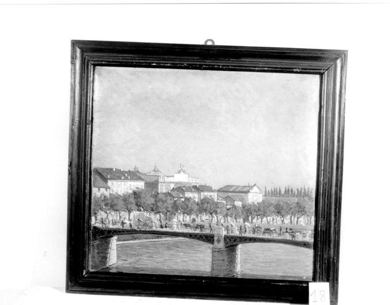 Il ponte Navi a Verona, Veduta di città (dipinto) di Farina Guido (sec. XX)