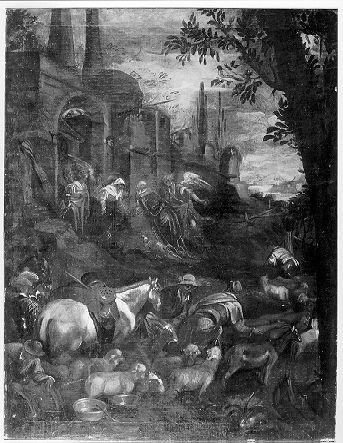 incontro di Sant'Anna e San Gioacchino alla porta aurea (dipinto) di Da Ponte Leandro detto Leandro Bassano (seconda metà sec. XVI)