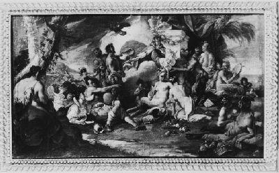 Giove porge Bacco a Sileno (dipinto) - ambito franco-piemontese (sec. XVIII)