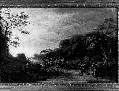 scena di caccia (dipinto) di Markò Karoly padre (sec. XIX)