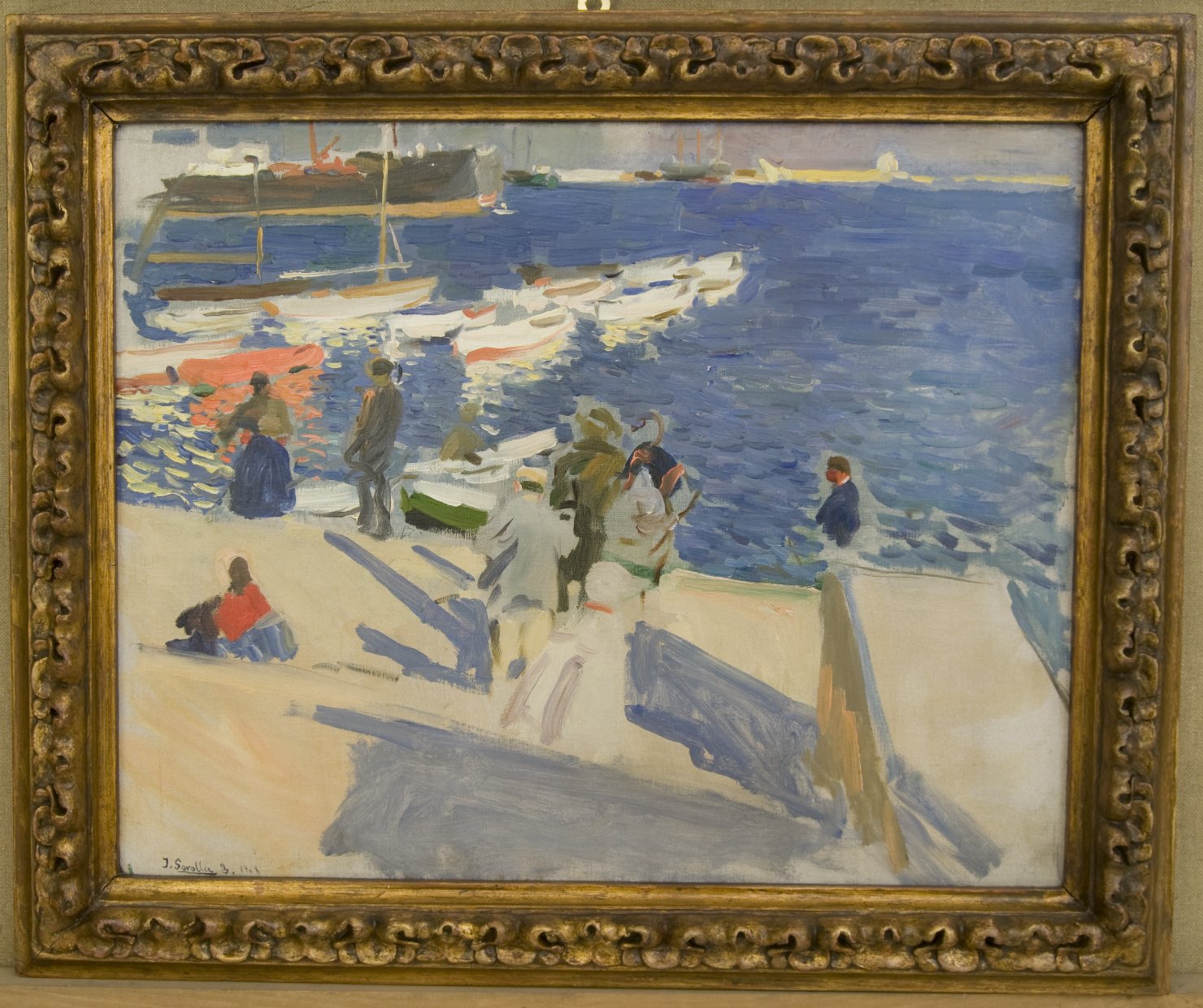 Il porto di Valencia, Veduta di un porto (dipinto) di Sorolla Y Bastida Joaquin (sec. XX)