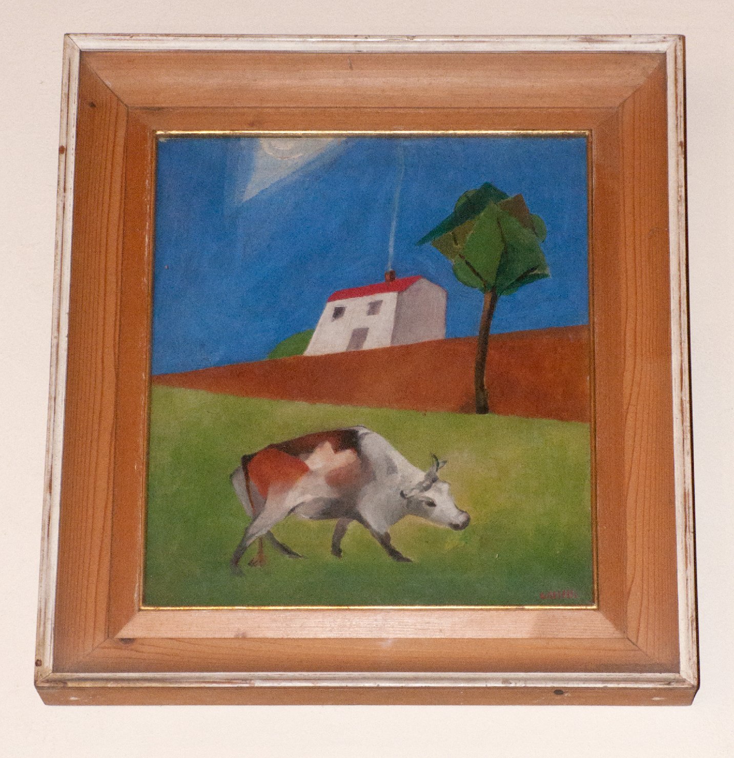 Paesaggio con mucca, paesaggio con animali (dipinto, opera isolata) di Griselli Italo Orlando (sec. XX)