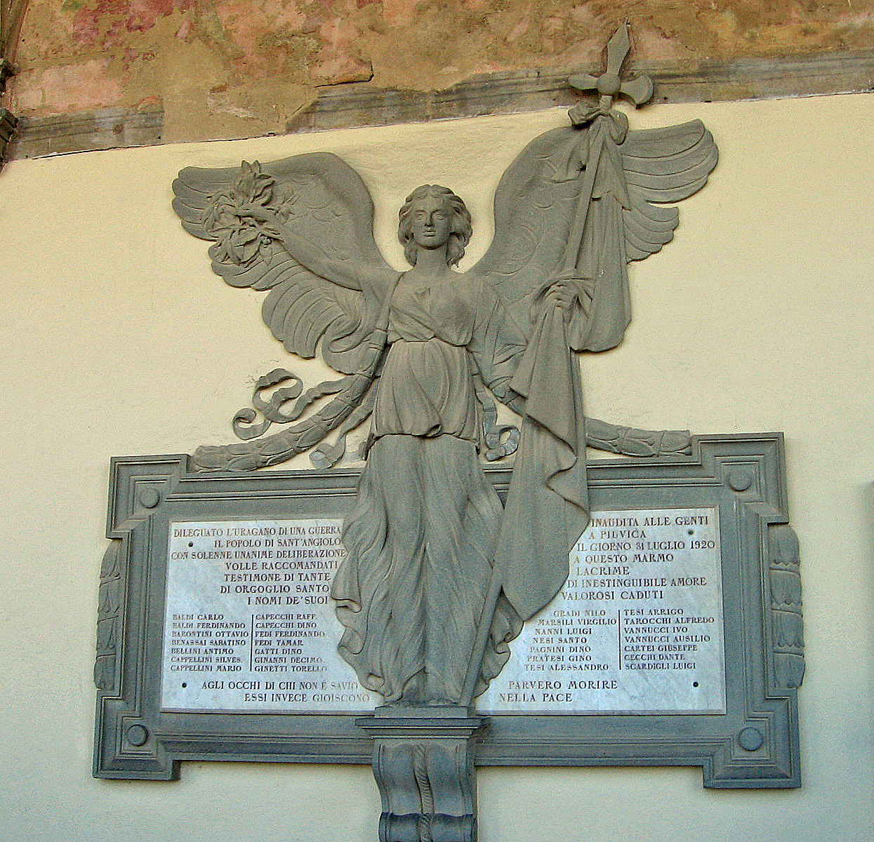 allegoria della Vittoria (lapide commemorativa) - ambito toscano (sec. XX)
