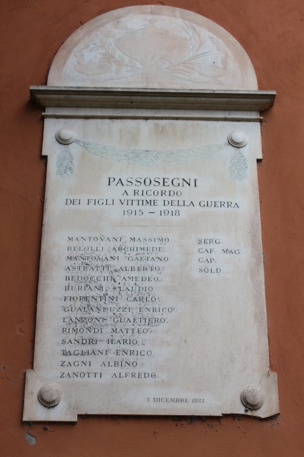 lapide commemorativa ai caduti - ambito bolognese-emiliano (sec. XX)