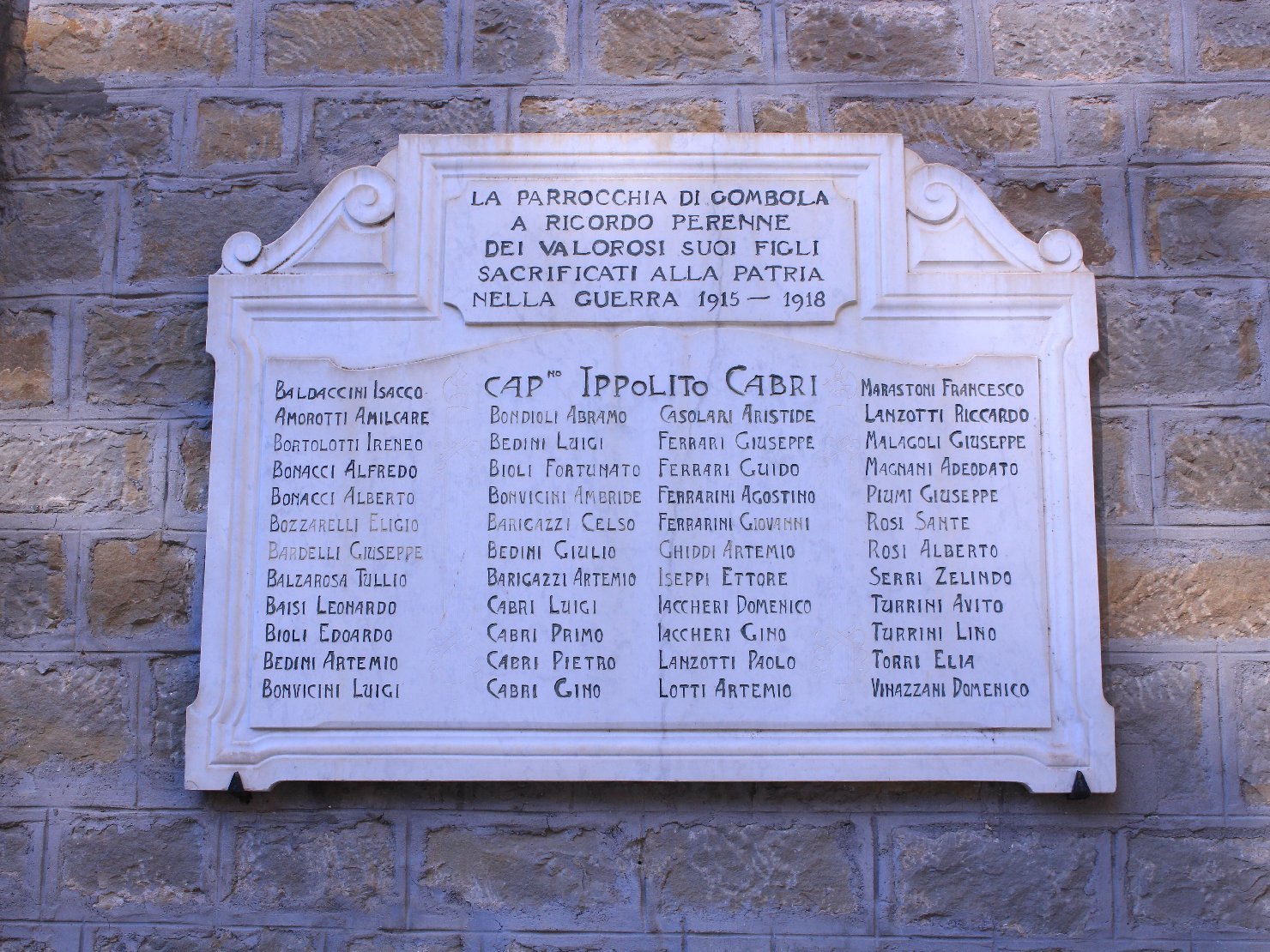 lapide commemorativa ai caduti - ambito modenese (sec. XX)