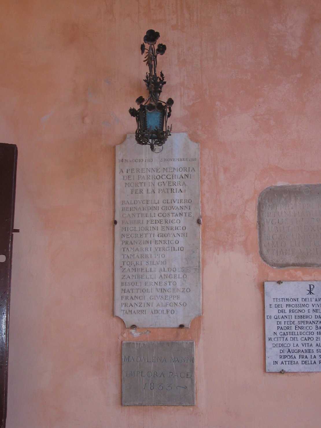 lapide commemorativa ai caduti - ambito bolognese-emiliano (sec. XX)