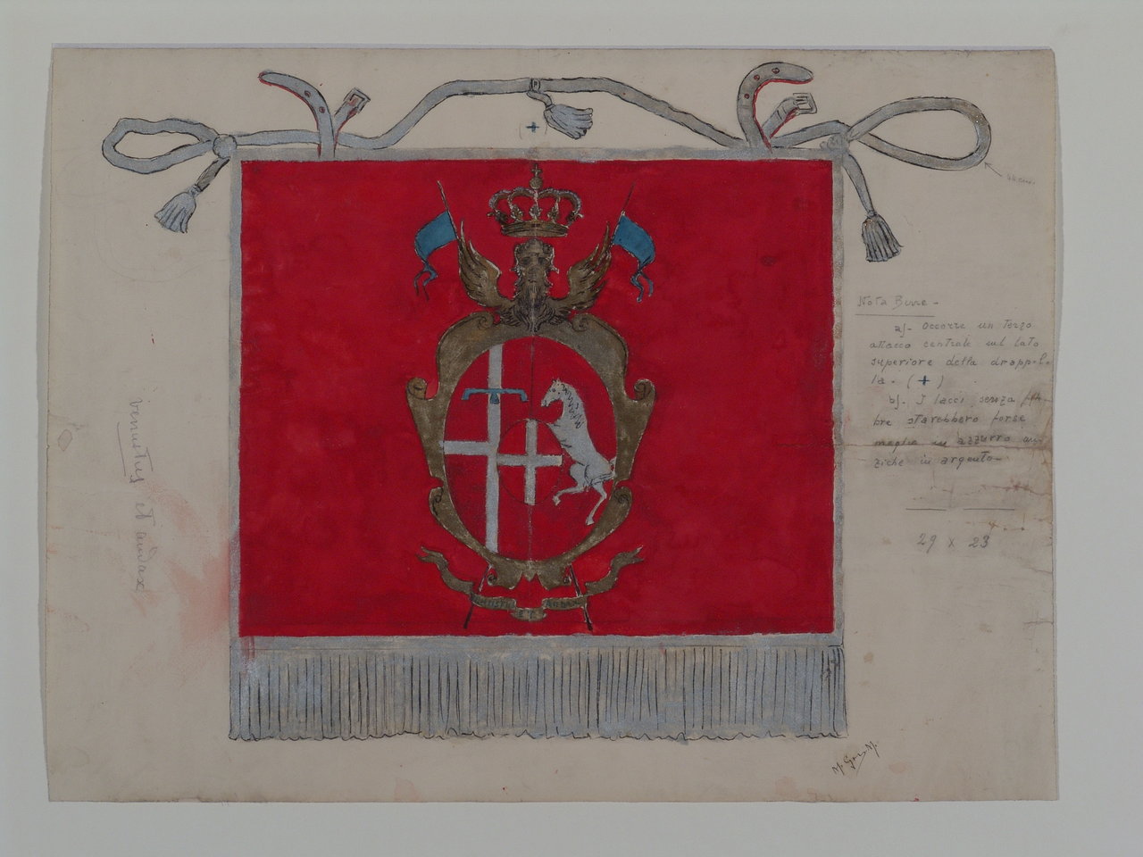 Bandiere, vessillo (disegno, elemento d'insieme) di Gori M - ambito torinese (prima metà sec. XX)