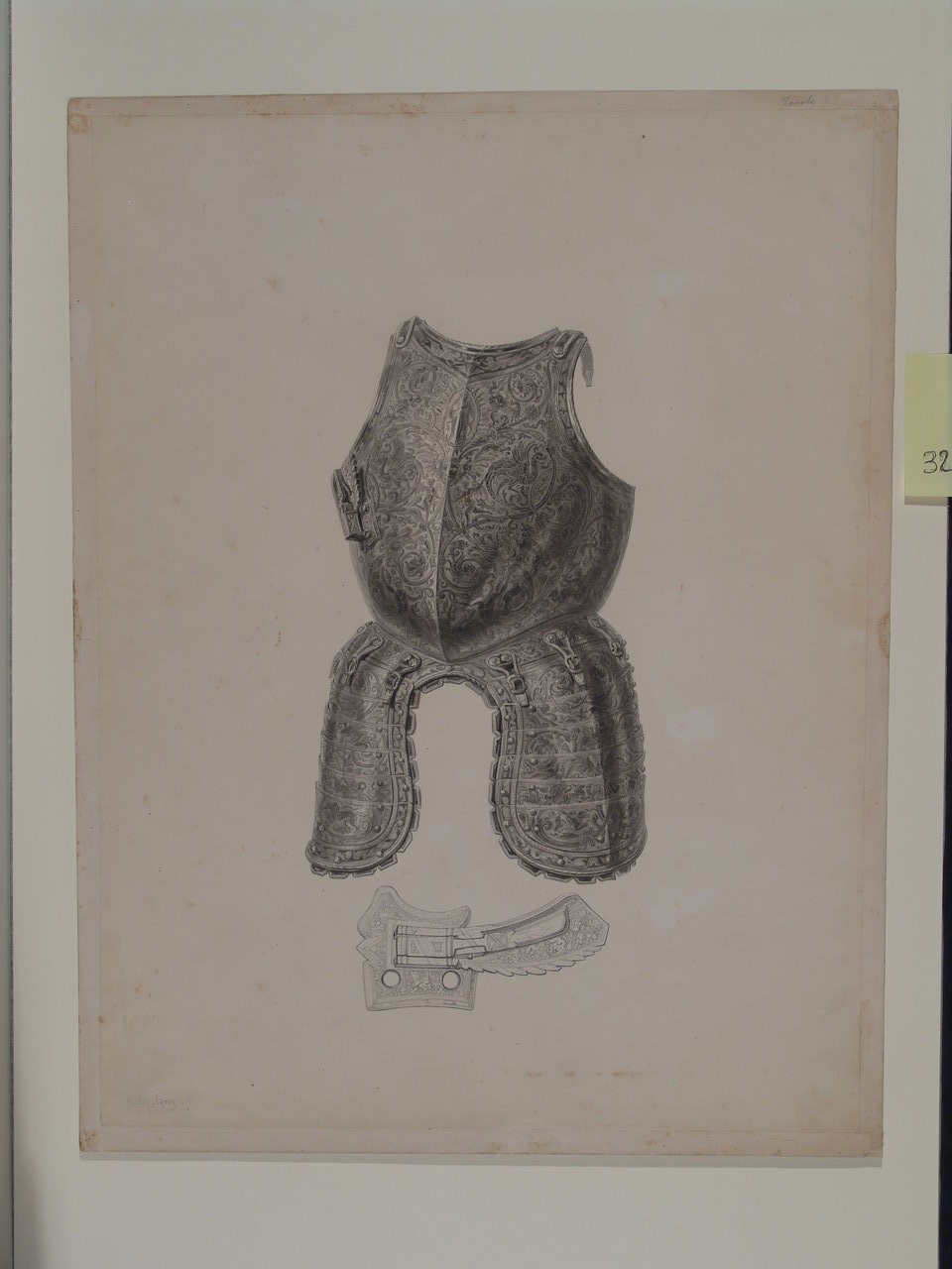 Armatura Martinengo: petto, armature (disegno, elemento d'insieme) di Ayres Pietro di Cagliari (prima metà sec. XIX)