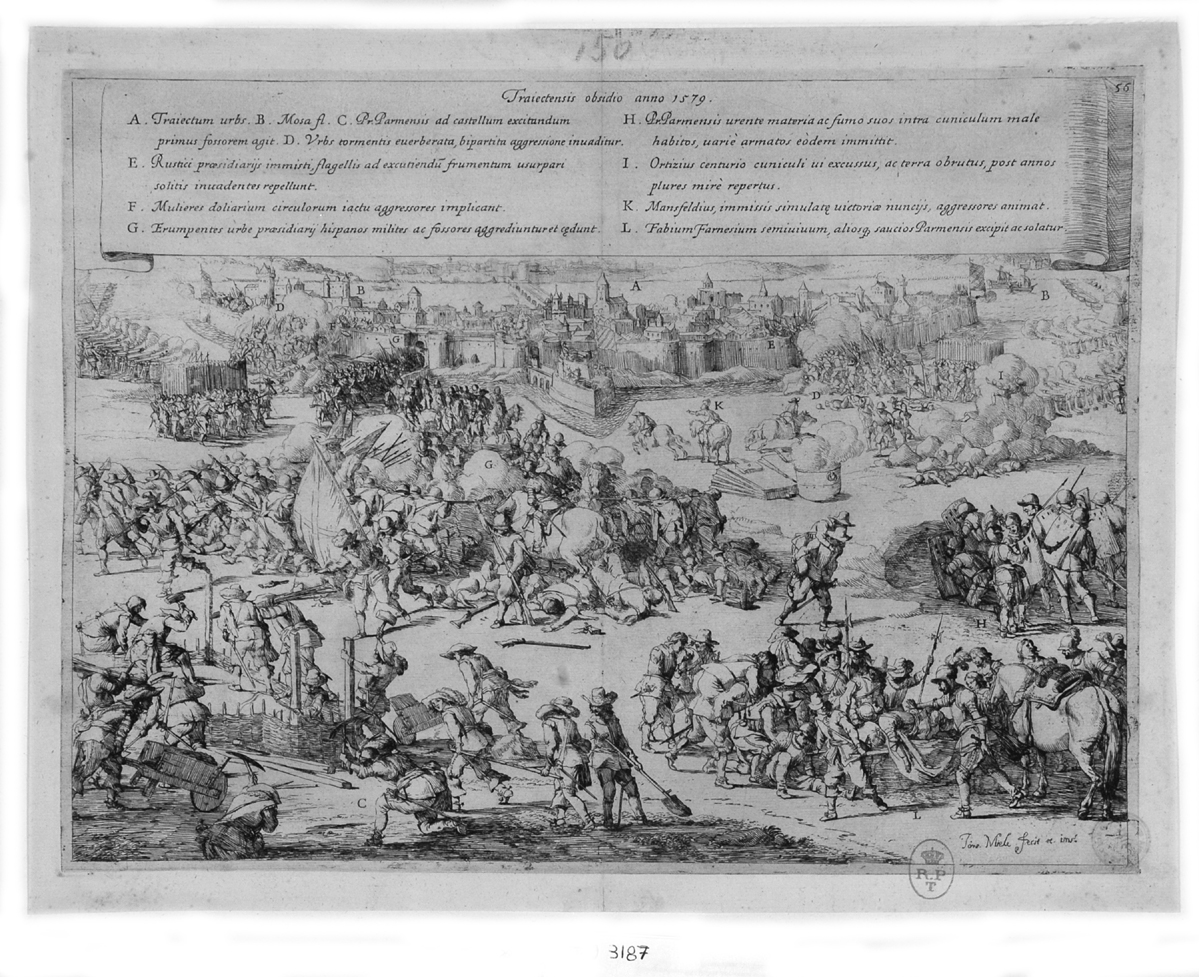 assedio di Mastricht (stampa, elemento d'insieme) di Miel Jan (secondo quarto sec. XVII)