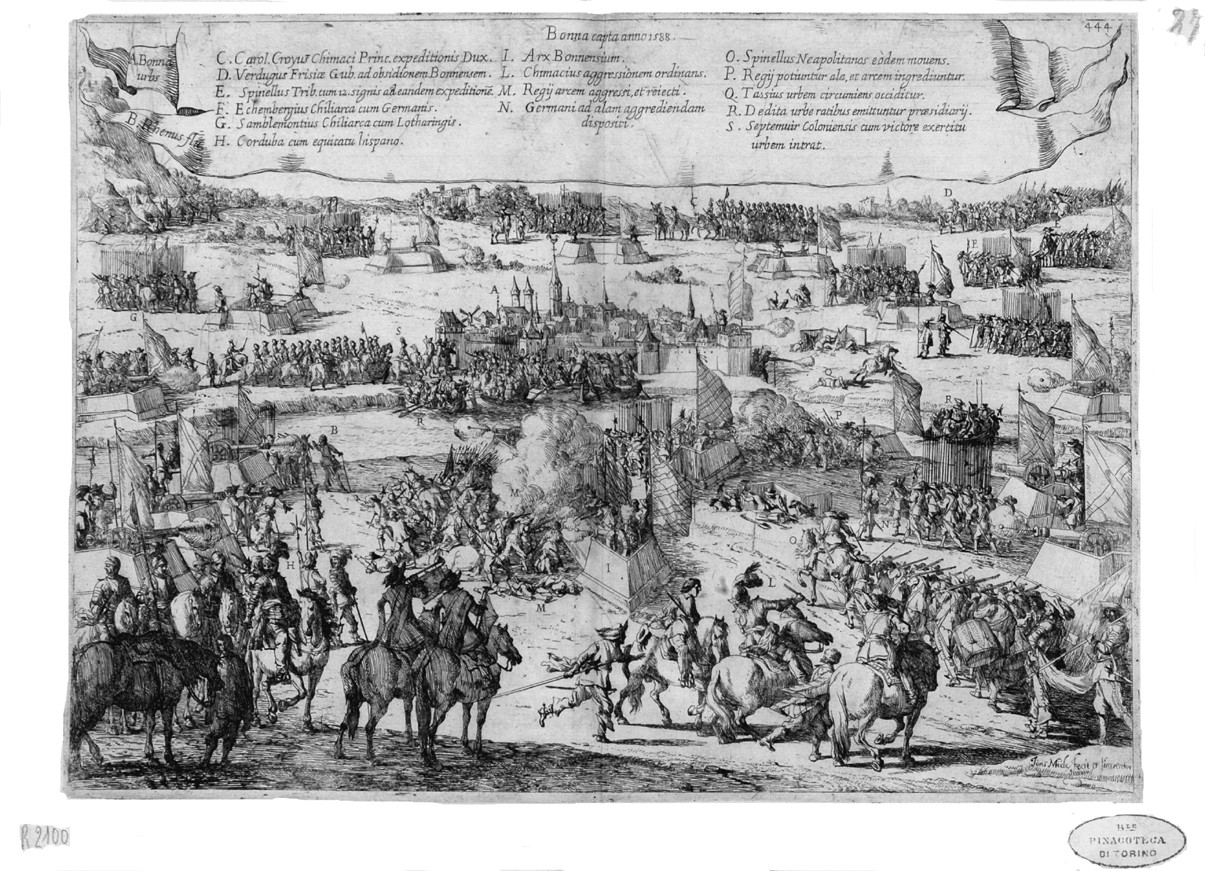 Bonna capta 1588, presa di Bonn (stampa) di Miel Jan (seconda metà sec. XVII)