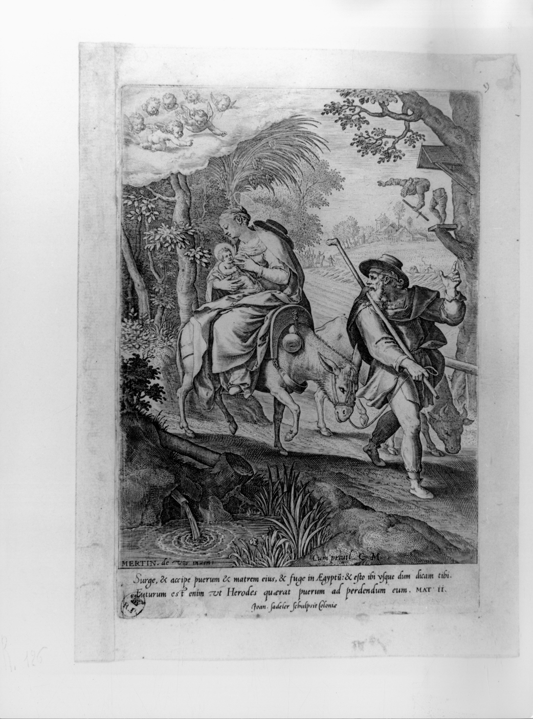 La fuga in Egitto, fuga in Egitto (stampa) di de Vos Marteen, Sadeler Johan I - ambito fiammingo (seconda metà sec. XVI)