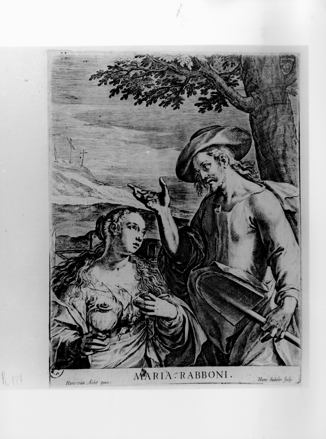 L'apparizione di Cristo risorto a Maria Maddalena, apparizione di Cristo risorto a Maria Maddalena (stampa smarginata) di von Aachen Hans, Sadeler Johan I - ambito fiammingo (seconda metà sec. XVI)