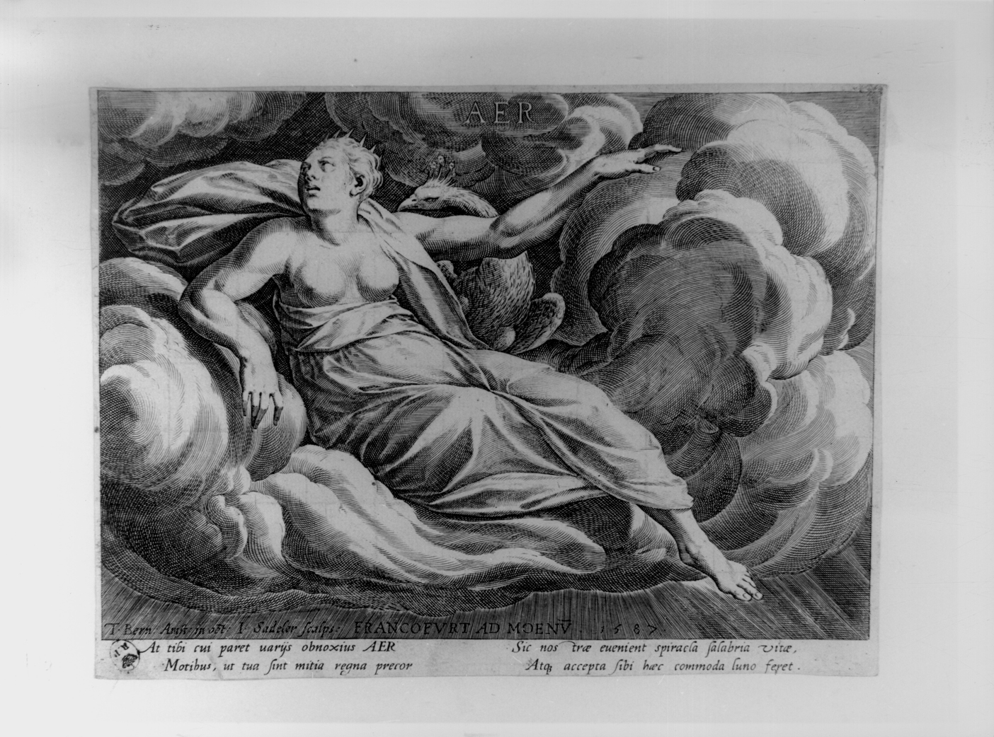 L'Aria, allegorie dei quattro elementi: aria (stampa smarginata) di Barendsz Dirck, Sadeler Johan I - ambito olandese, ambito fiammingo (seconda metà sec. XVI)