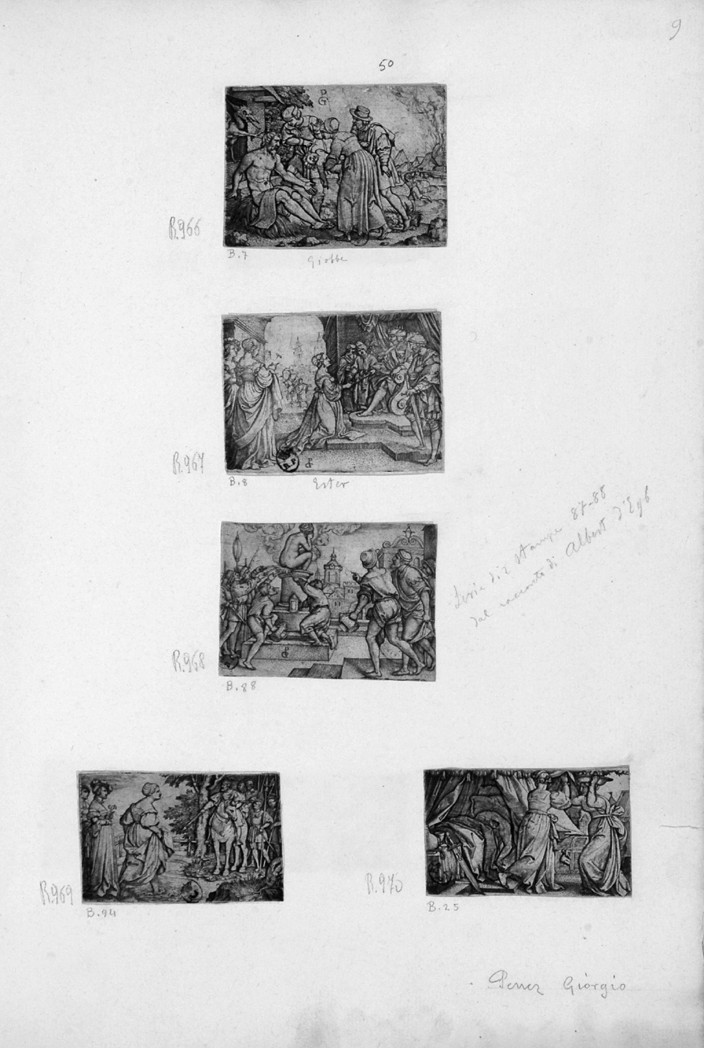 La morte dei figli di Giobbe, morte dei figli di Giobbe (stampa smarginata) di Pencz Georg - ambito tedesco (prima metà sec. XVI)