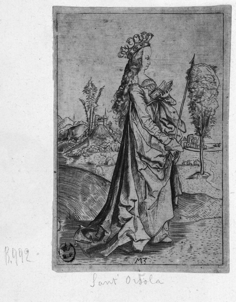 Sant'Orsola, Sant'Orsola (stampa smarginata) di Zaisinger Matthaus - ambito tedesco (inizio sec. XVI)