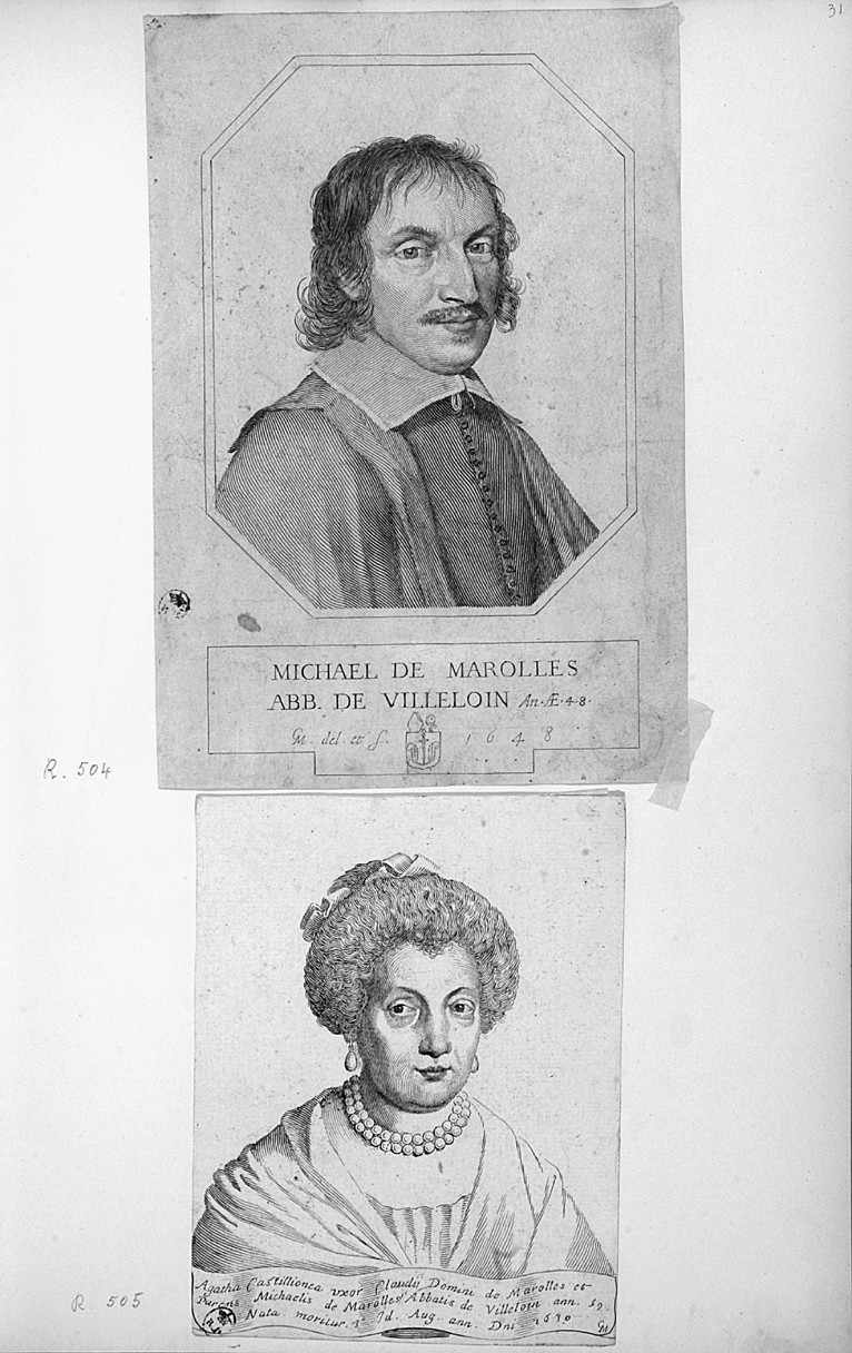 Michel de Marolles, ritratto a mezzo busto di Michel de Marolles (stampa smarginata) di Mellan Claude - ambito francese (secondo quarto sec. XVII)