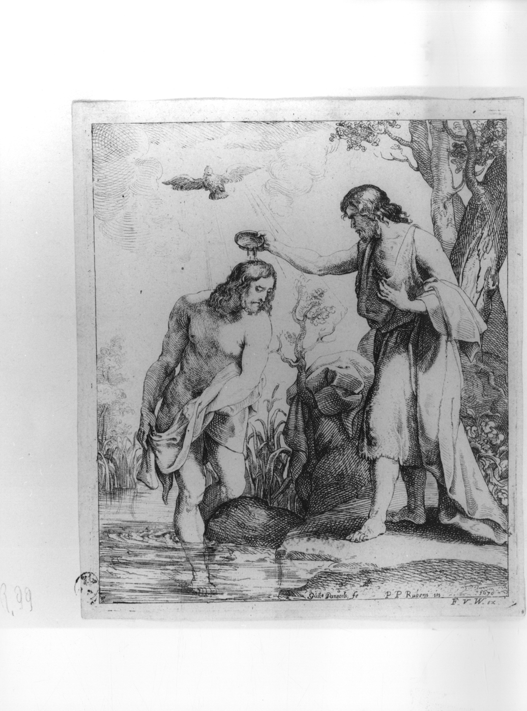 Battesimo di Cristo, battesimo di Cristo (stampa smarginata, elemento d'insieme) di Panneels Willem, Rubens Pieter Paul (secondo quarto sec. XVII)