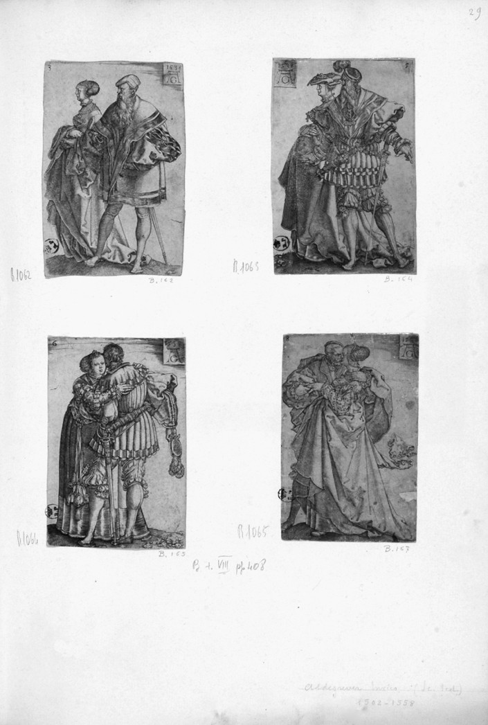 danzatori (stampa smarginata, serie) di Aldegrever Heinrich (secondo quarto sec. XVI)