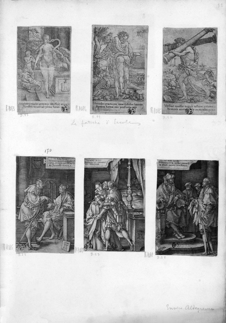 Fatiche di Ercole (stampa, serie) di Aldegrever Heinrich (metà sec. XVI)