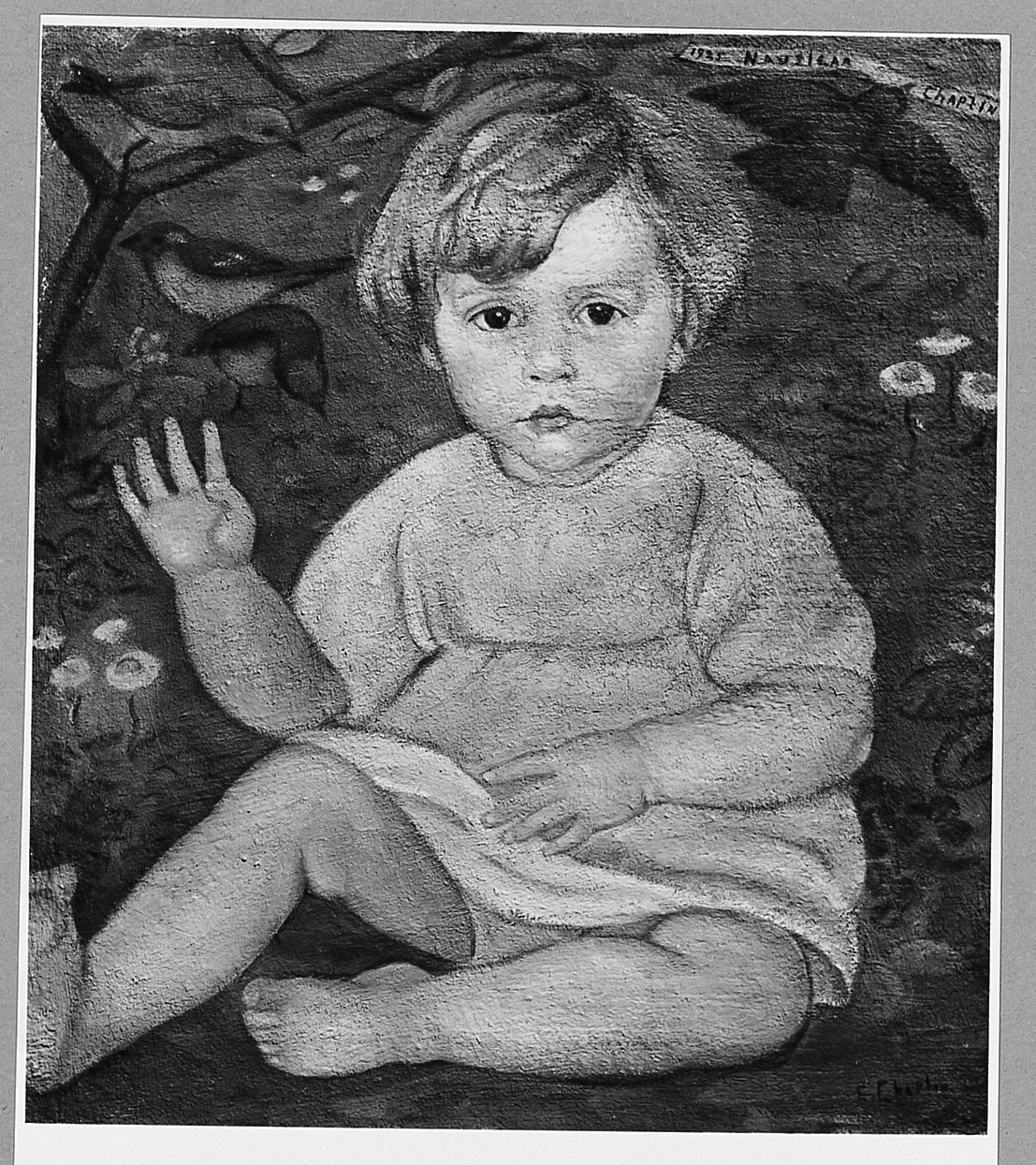 ritratto di Nausicaa Chaplin con uccellini (dipinto) di Chaplin Elisabeth (sec. XX)