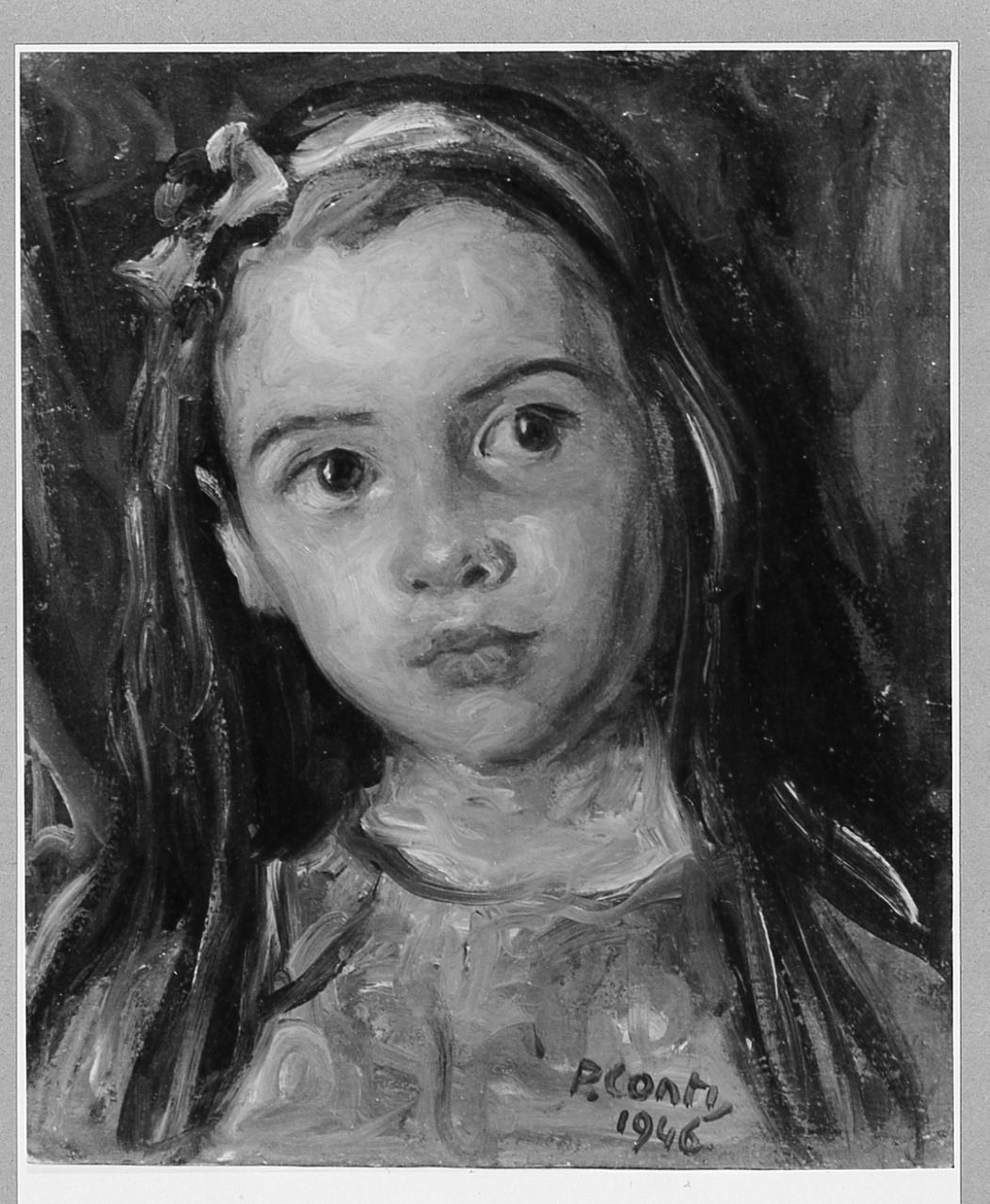 Bambina con nastro verde, bambina (dipinto) di Conti Primo (sec. XX)